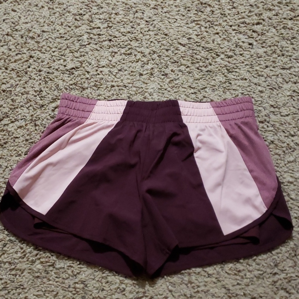 Maroon and pink athletic shorts